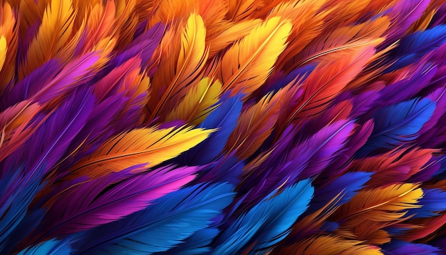 Dynamic vibrant feathers background