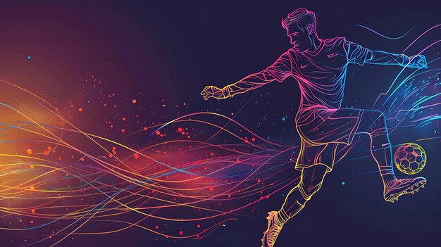 Dynamic and vibrant illustration of a soccer player in action