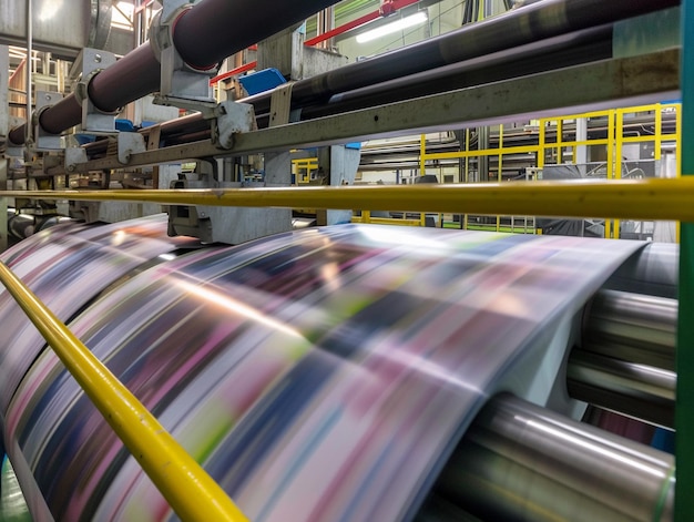 Dynamic view of printing production line illustrating the fastpaced process