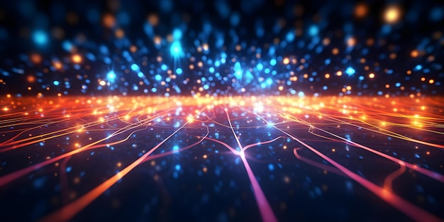 dynamic visual display data flowing through network with glowing lines concept network visualization glowing lines data flow dynamic display visual technology