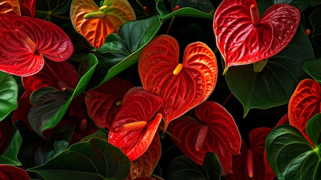 Dynamic and vivid anthurium flowers generative ai