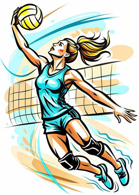 Photo dynamic volleyball player leaping for an amazing spike illustration