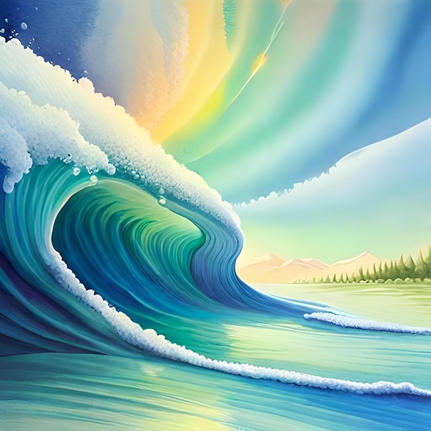 A dynamic watercolor splash in vibrant shades of blue and green