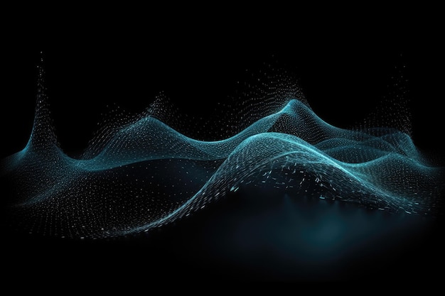 Dynamic Wave Elements Of Indigo Dots On A Black Background Generative AI