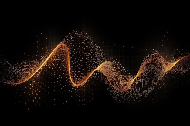 Dynamic Wave Elements Of Orange Dots On A Black Background Generative AI