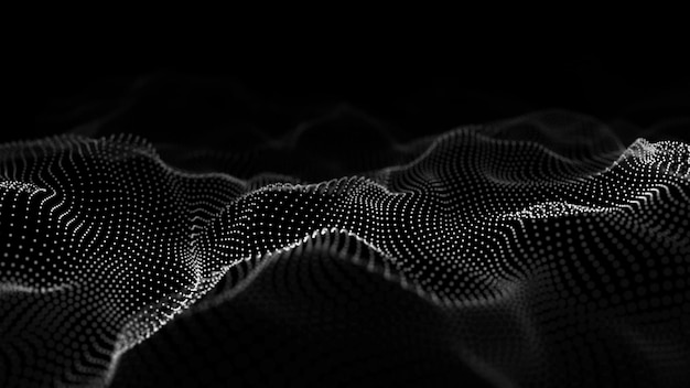 Dynamic wave of particles Abstract futuristic background Big data visualization 3D rendering