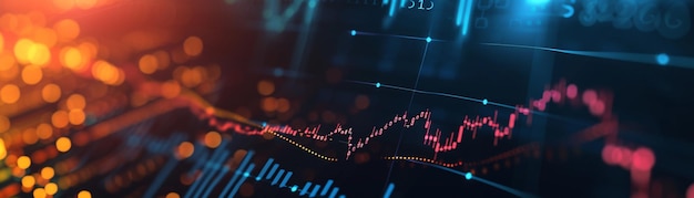 Foto dynamisch digitaal tapijt van beursdiagrammen die gloeien met de pols van financiën en handel