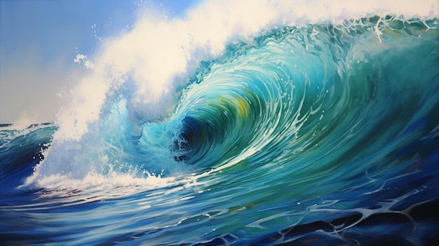 Dynamisch Ocean Wave Artwork olieverfschilderij