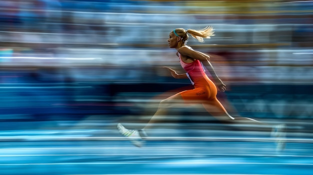 Foto dynamische actiefoto's van olympische atleten op het hoogtepunt van hun prestaties die vaardigheid en snelheid tonen