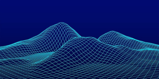 Dynamische geluidsgolf Blauwe energie stroom concept Cyberspace achtergrond