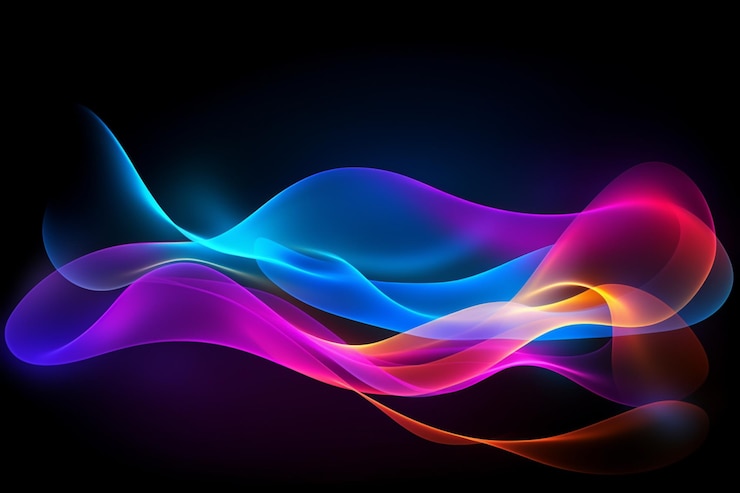 Foto dynamische neongolven in fluorescerende kleuren