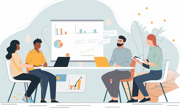 Dynamische opname van een marketingteam dat een workshop organiseert