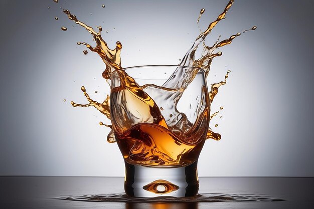 Dynamische splash in whisky glazen