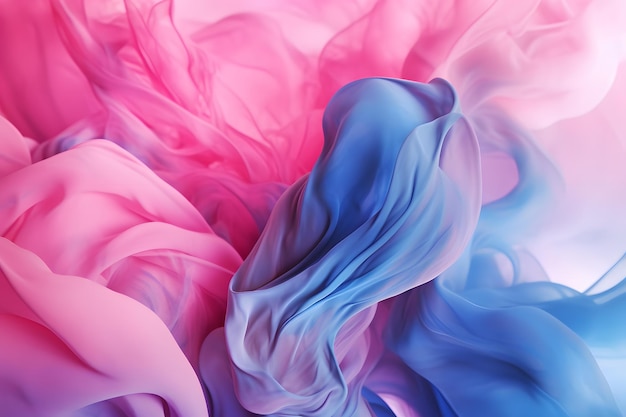 Dynamische vloeibare symfonie blauwe en roze golvende splash