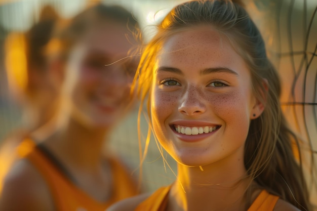 Foto dynamische volley intense momenten in sportvrouwen closeup achtervolging