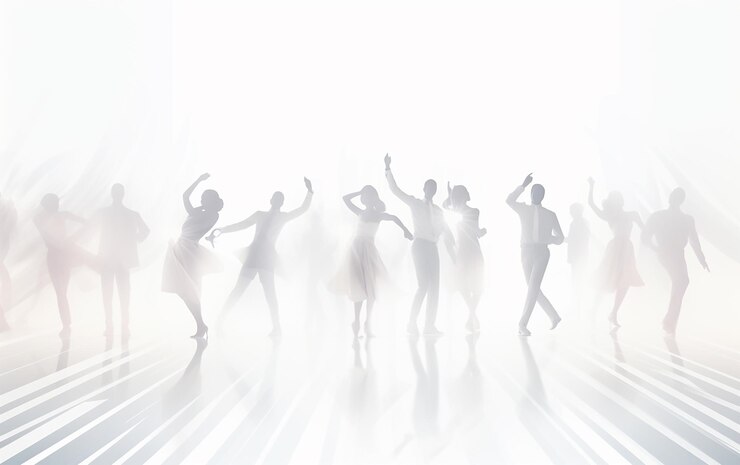 Foto dynamische witte feestsilhouetten