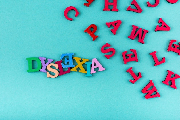 Photo dyslexia awareness concept with letters