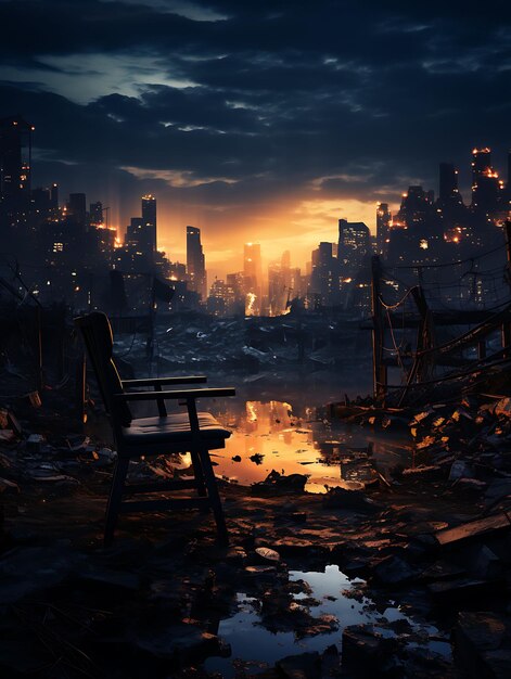 Dystopian City Apocalyptic City Backdrop Ruined Cityscape Ba Creative Design Live Stream Background