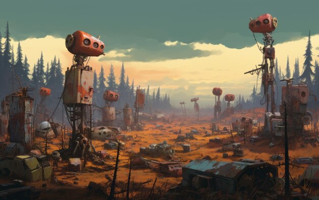 Dystopian Elegy Unveiling the Tragic Fantasy of a Toy Graveyard with Simon Stalenhags Influence