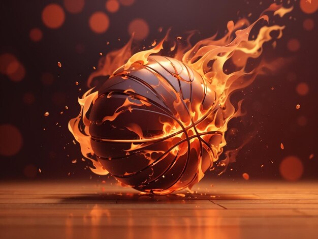 E blaze of competition basketball in fires of flame a generative ai masterpiece