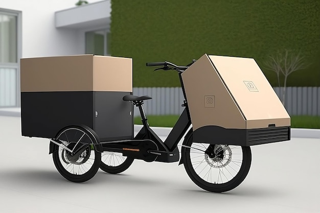 Foto e-cargo bike con box mockup concept design idea