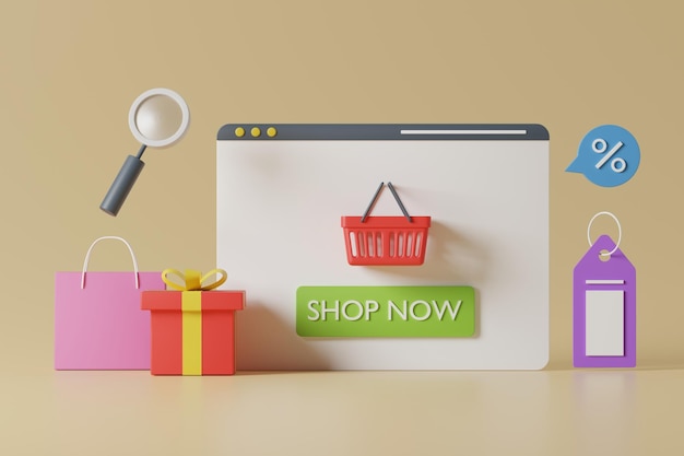 E-commerce 3D illustratie 3D-rendering illustratie