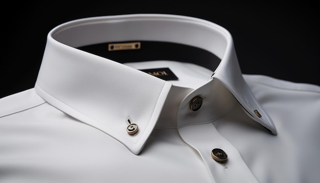 Photo e commerce close up product photoshoot of mens shirt inside neckband with tape and inside shoulder