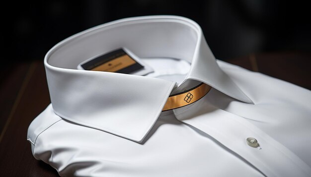 Photo e commerce close up product photoshoot of mens shirt inside neckband with tape and inside shoulder