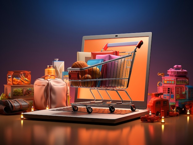 E-commerce Online Shopping Trolley Winkelwagen Achtergrond