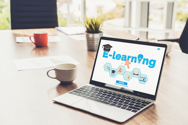 E-learning and Online Education for Student and University Concept.