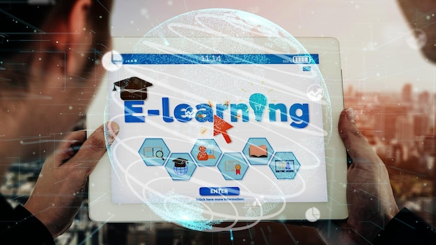 Foto e-learning per studenti e università concettuale