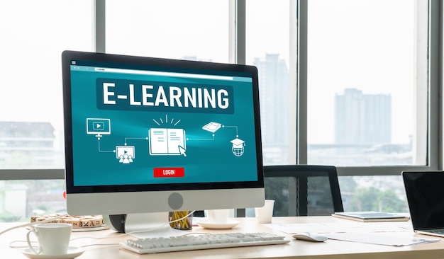 E-learning website met moderne software voor studenten om op internet te studeren