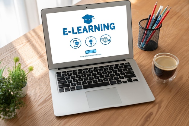 E-learning website met moderne software voor studenten om op internet te studeren