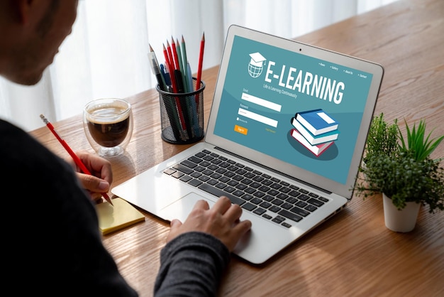 E-learning website met moderne software voor studenten om op internet te studeren