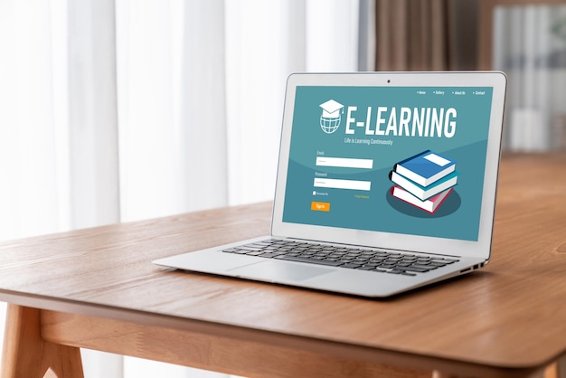 E-learning-website met modieuze software voor studenten om op het internet te studeren