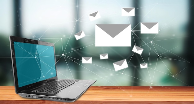 E-mail inbox online communicatie en e-mailmarketingconcept