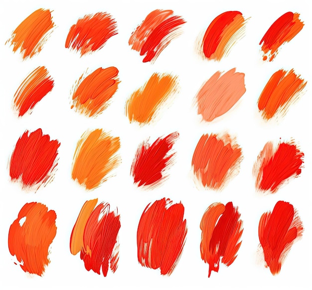 each handdrawn red brushstroke is slightly different in the style of blunt brushstrokes