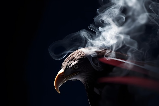 煙を持つ鷲とアメリカの国旗 ニューラルネットワークAIが生成