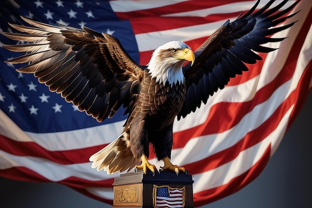 Photo eagle in american flag