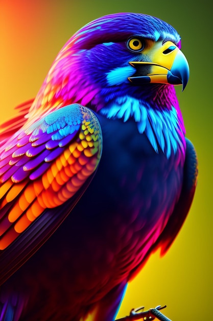 A Eagle Bird with a Yellow Beak is a Colorful Ai Creation and Ai illustrator