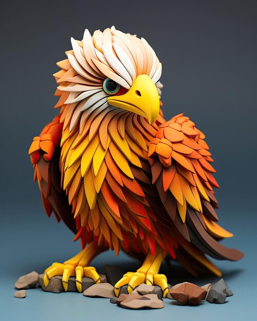 Photo eagle character craft with isolated studio background