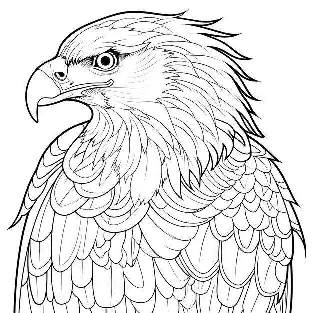 Photo eagle coloring book page black and white outline