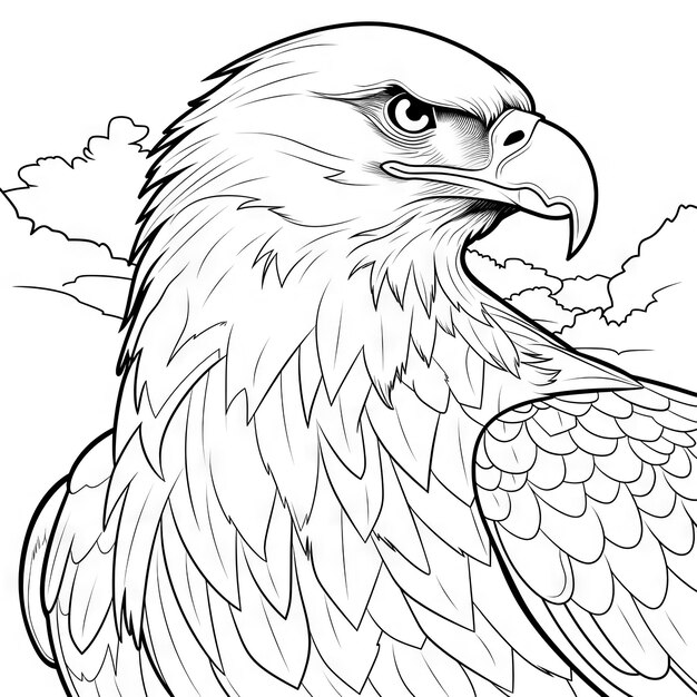 Photo eagle coloring book page black and white outline