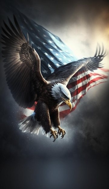 Eagle design with american flag Ai generaive