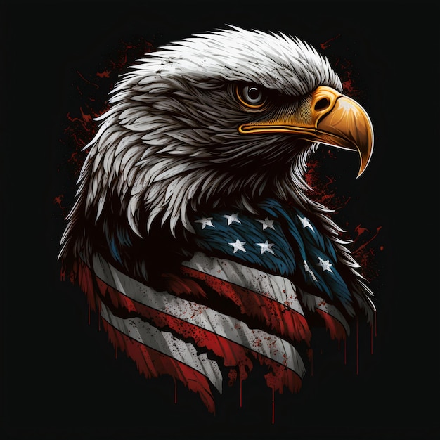 照片鹰设计与美国国旗