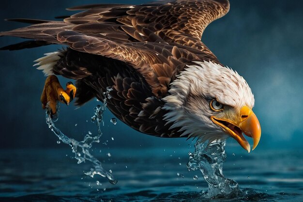 Photo eagle diving with incredible speed