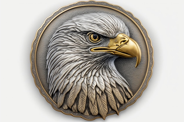 Eagle emblem illustration white background Generative AI