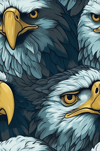 Photo eagle faces seamless tiles