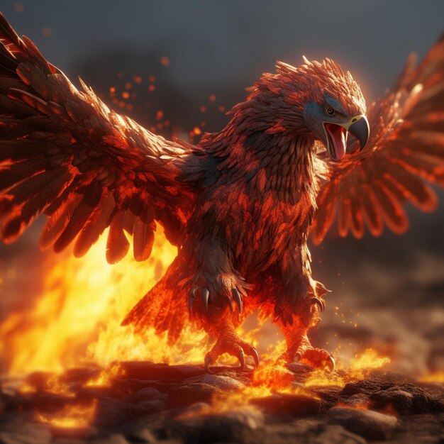 eagle and fire illustration design