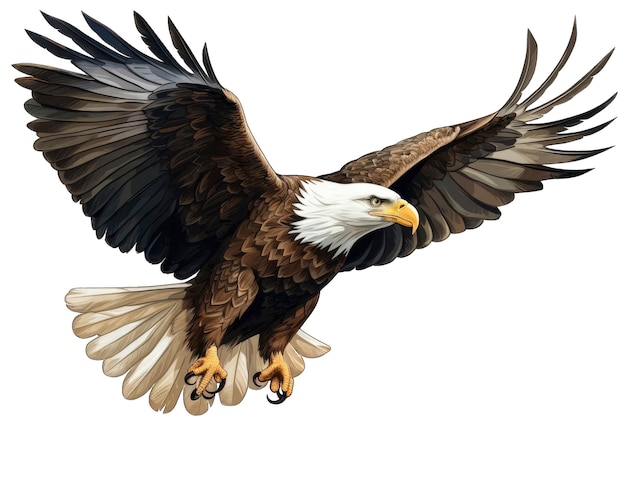 Eagle flying gracefully on transparent background